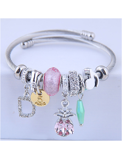 Fashion Pink Metal Pineapple Bracelet