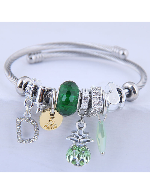 Fashion Green Metal Pineapple Bracelet