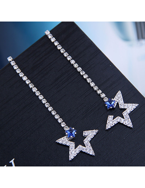 Fashion Silver  Silver Needle Flash Diamond Star Stud Earrings