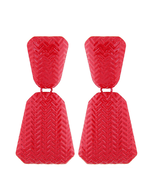 Fashion Red Metal Contrast Geometric Earrings