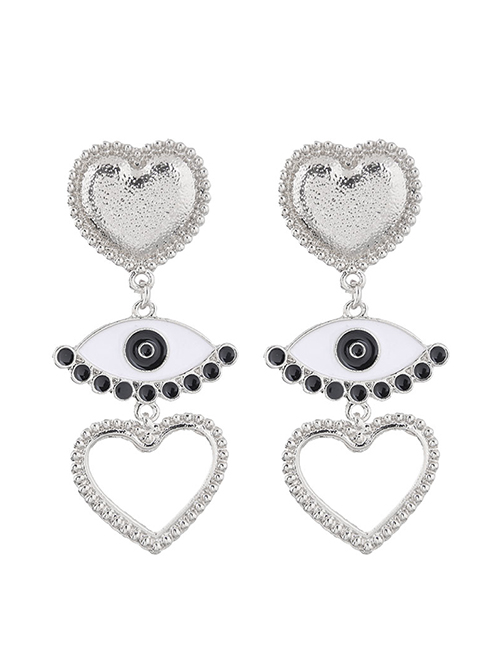 Fashion Silver Metal Eye Love Earrings