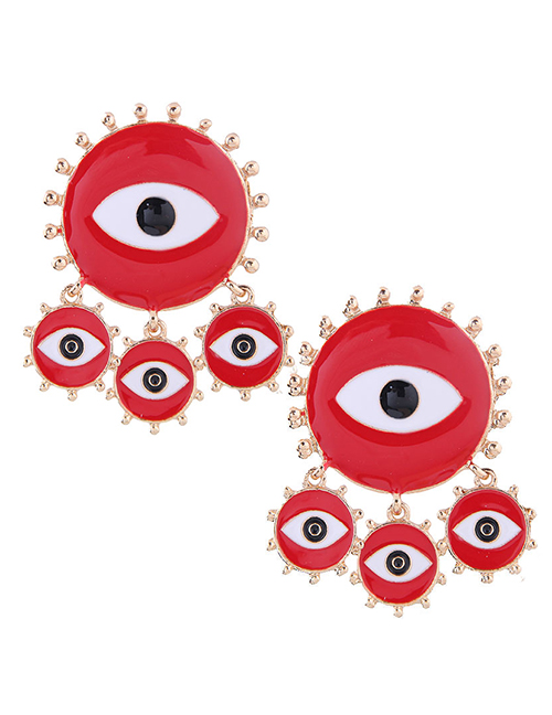 Fashion Red Metal Eye Stud