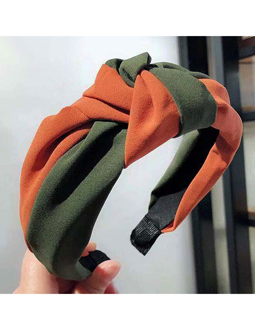 Fashion Green + Orange Two-color Knotted Wide-brimmed Headband