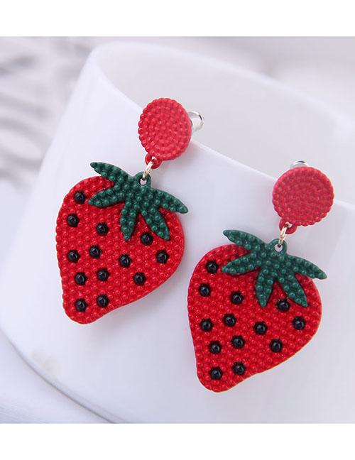 Fashion Red Strawberry Contrast Earrings