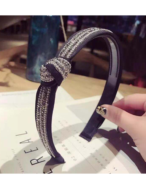 Fashion Black Cross-knotted Hair Hoop With Diamonds