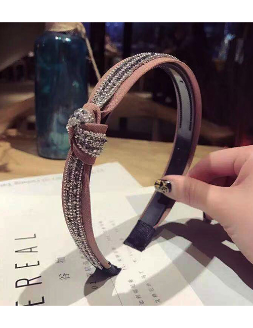 Fashion Brown Cross-knotted Hair Hoop With Diamonds