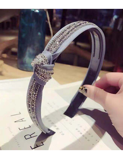 Fashion Gray Cross-knotted Hair Hoop With Diamonds
