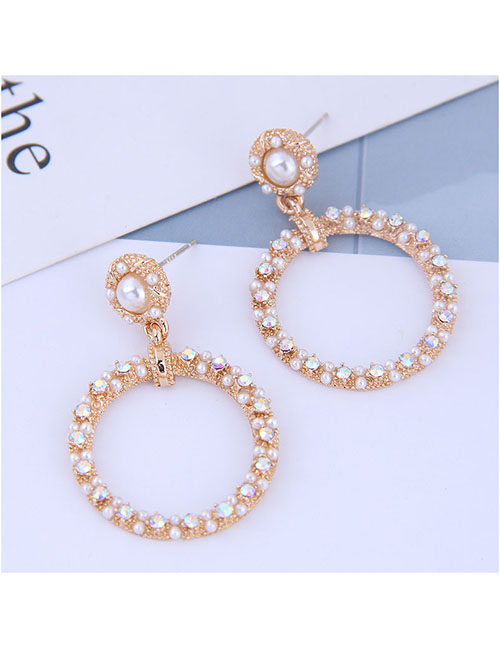 Fashion Golden Geometric Cutout Pearl Stud Earrings