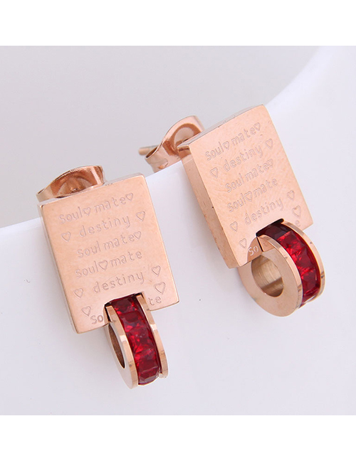 Fashion Red Bible Letter Geometric Stud Earrings