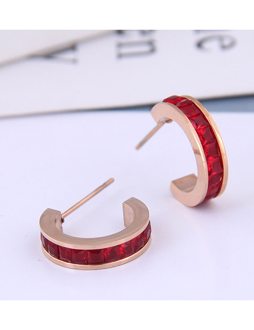 Fashion Red Geometric C-shaped Stud Earrings