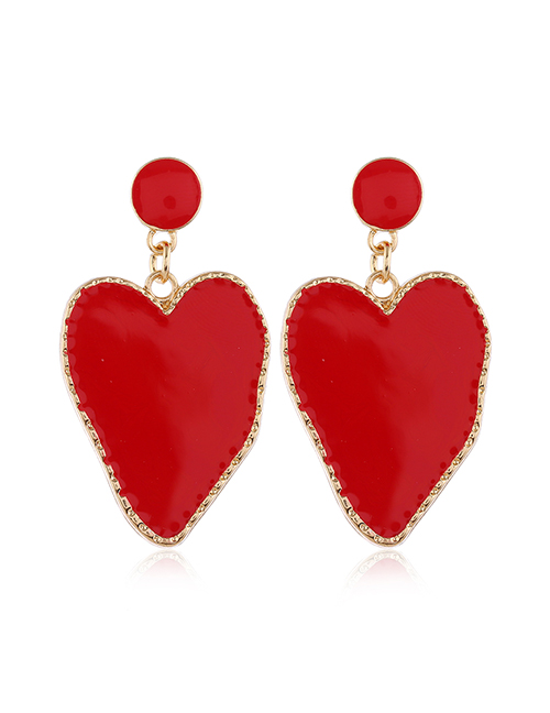 Fashion Red Irregular Heart Stud Earrings
