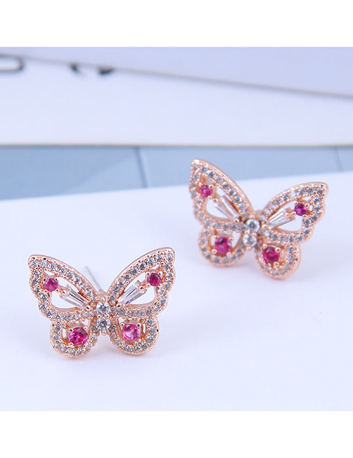 Fashion Rose Gold Bronze Diamond Earrings With Diamonds