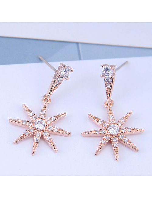 Fashion Rose Gold Copper Mosaic Diamond Earrings