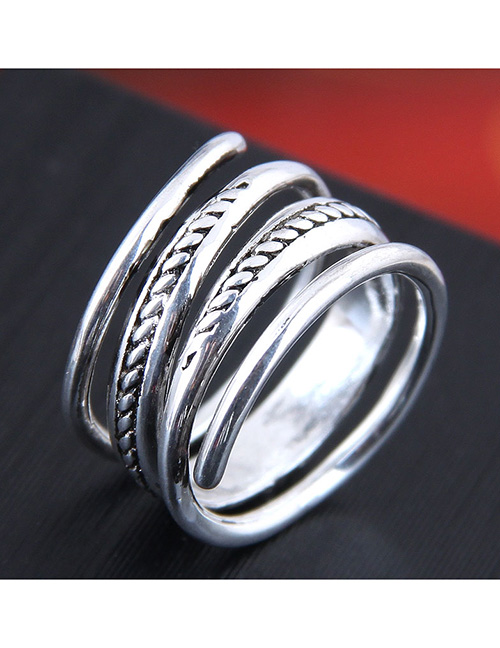 Fashion Silver Embossed Geometric Split Ring