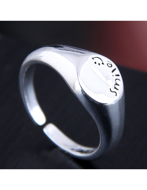 Fashion Silver Letter Embossed Open Ring