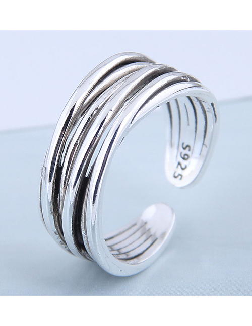 Fashion Silver Cross Cutout Wide Slit Ring