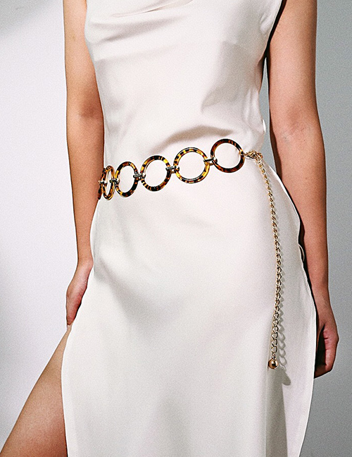 Fashion Gold Ring Leopard Geometric Circle Waist Chain