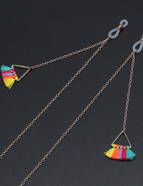 Fashion Gold Metal Colorful Fringed Triangle Glasses Chain