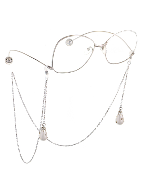 Fashion Silver Chain Drop Rhinestone Pearl Glasses Chain