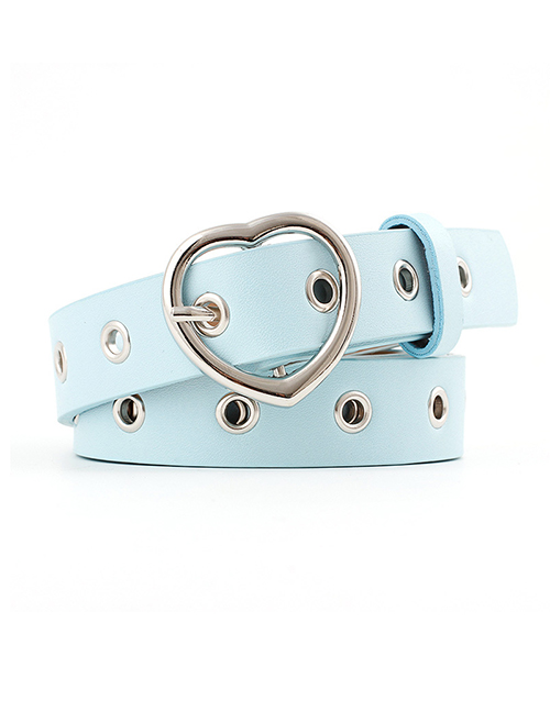Fashion Sky Blue Pin Buckle Love Buckle 镂 Air Eye Thin Belt