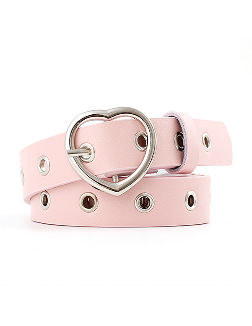 Fashion Pink Pin Buckle Love Buckle 镂 Air Eye Thin Belt