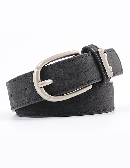 Fashion Black Alloy Accessories Ring Faux Leather Pin Buckle Flat Belt