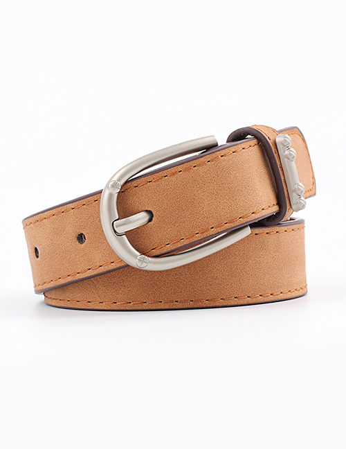 Fashion Camel Alloy Accessories Ring Faux Leather Pin Buckle Flat Belt