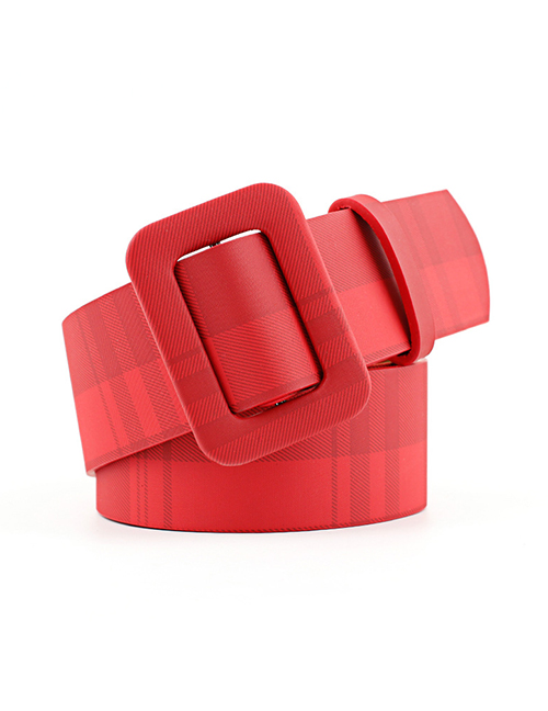 Fashion Red Front Edge Non-porous Wide Belt