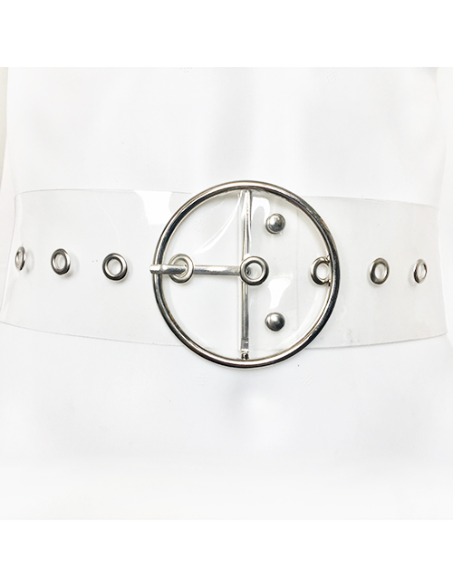 Fashion Big Round Buckle + Silver + Eye Pvc Transparent Round Buckle Belt