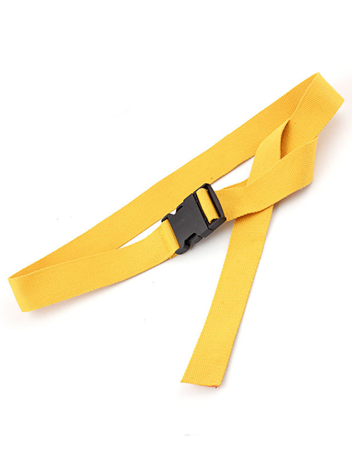 Fashion Yellow Canvas Automatic Smooth Buckle Belt