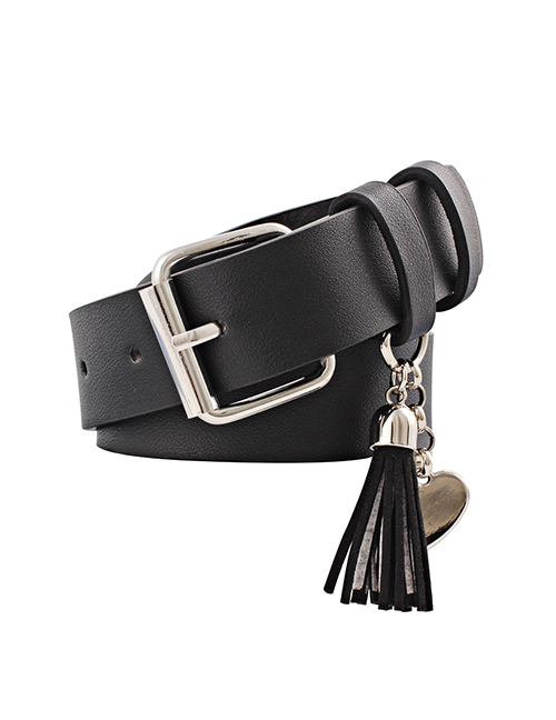 Fashion Black Pu Leather Pin Buckle Wide Belt
