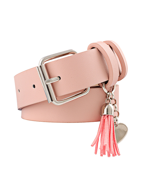 Fashion Pink Pu Leather Pin Buckle Wide Belt