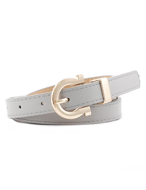 Fashion Gray Alloy Buckle Thin Belt