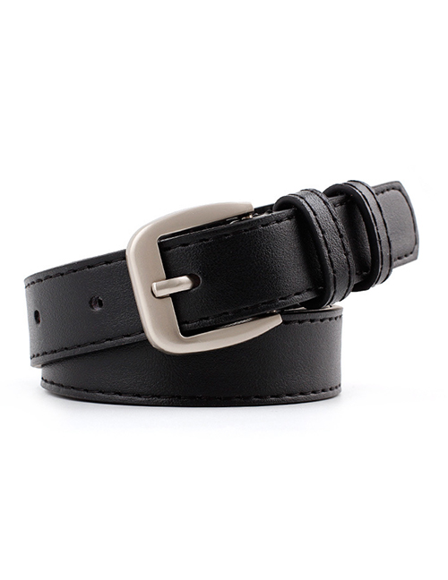 Fashion Black Alloy Buckle Thin Belt