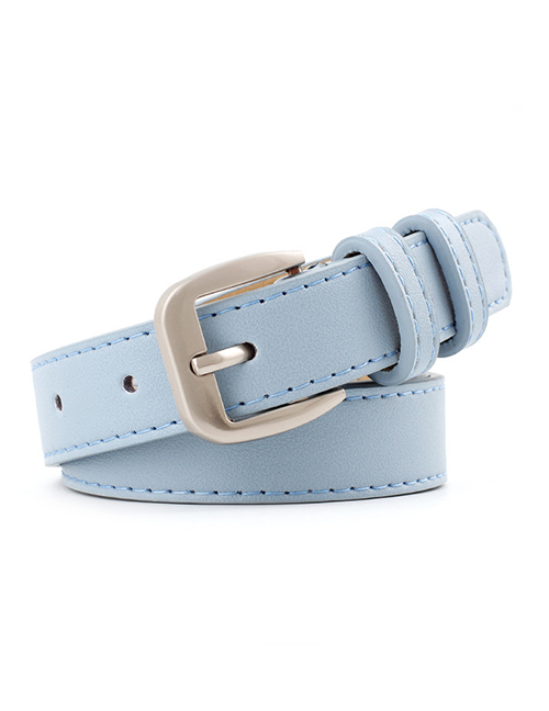 Fashion Sky Blue Alloy Buckle Thin Belt