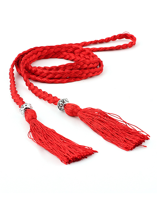 Fashion Red Braided Bow Rope Knotted Waist Chain