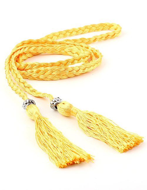 Fashion Yellow Braided Bow Rope Knotted Waist Chain