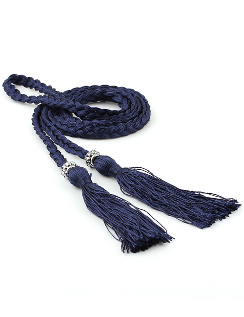 Fashion Navy Braided Bow Rope Knotted Waist Chain