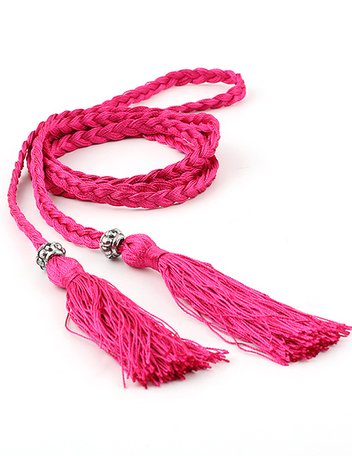 Fashion Rose Red Braided Bow Rope Knotted Waist Chain