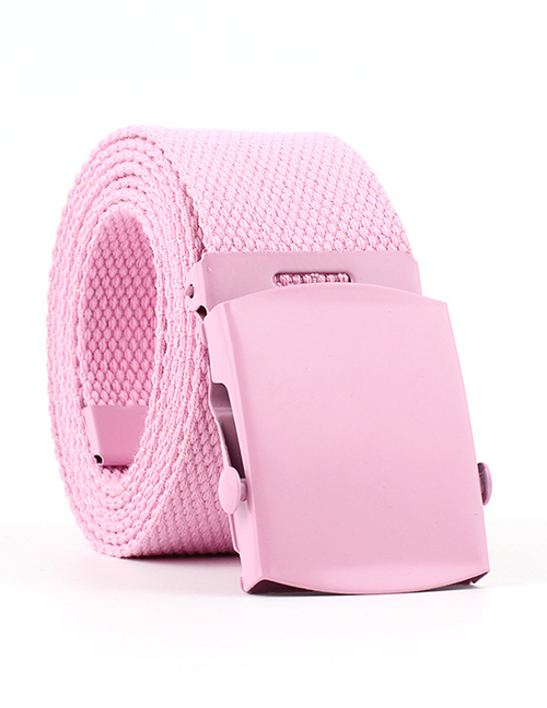 Fashion Pink Canvas Woven Smooth Buckle Belt