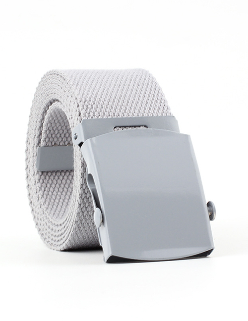 Fashion Light Gray Canvas Woven Smooth Buckle Belt