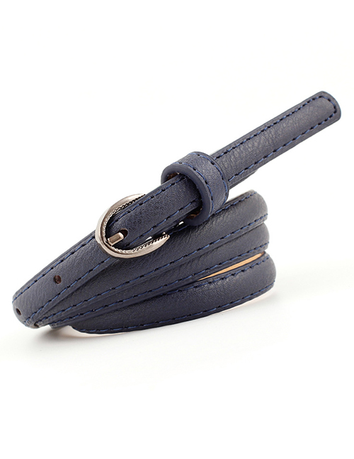 Fashion Navy Alloy Buckle Thin Belt