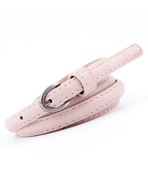 Fashion Light Pink Alloy Buckle Thin Belt