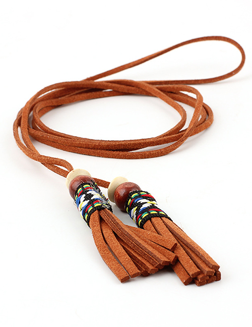 Fashion Camel Lengthened Tassels And Thin Waist Chain