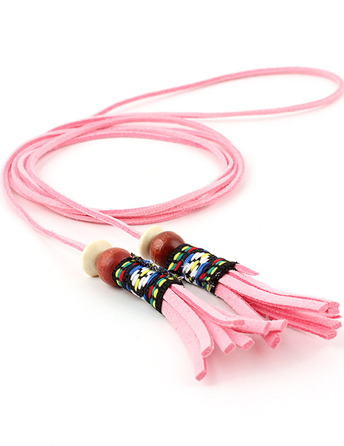 Fashion Pink Lengthened Tassels And Thin Waist Chain
