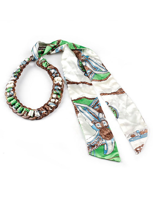 Fashion Mega Green Coconut Shell Woven Chiffon Ribbon Bow Thin Waist Seal