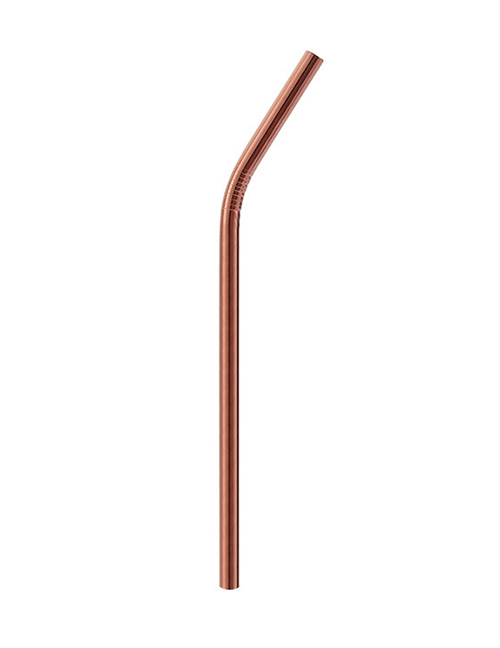 Fashion Rose Gold Curved Tube (21.5*0.8) 304 Stainless Steel Straws (10)