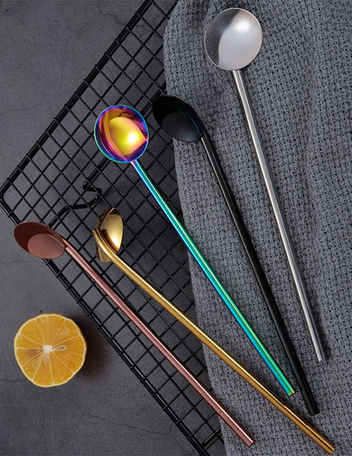 Fashion Titanium (single Pack) 304 Stainless Steel Straw Spoon (10 Pieces)