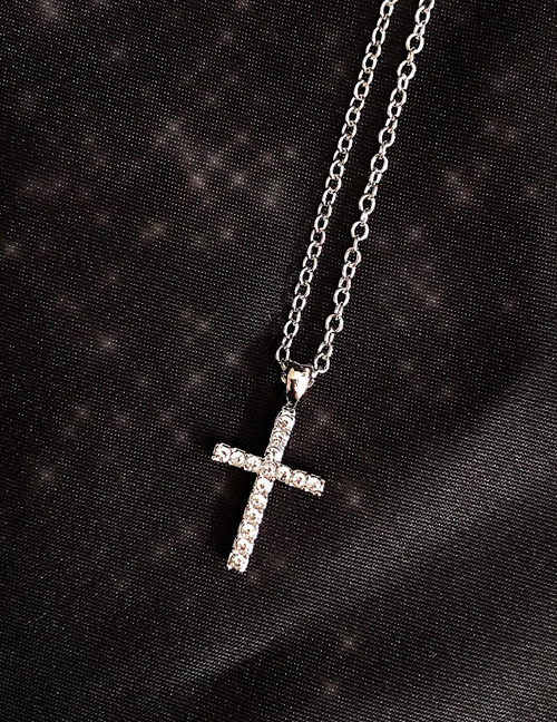 Fashion Cross (silver Chain) Alloy Geometric Diamond Necklace