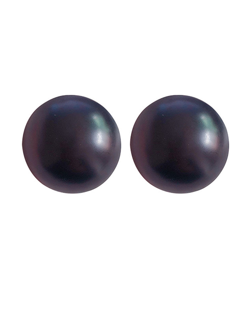 Fashion Black  Silver Pin Metal Matte Semi-circular Earrings